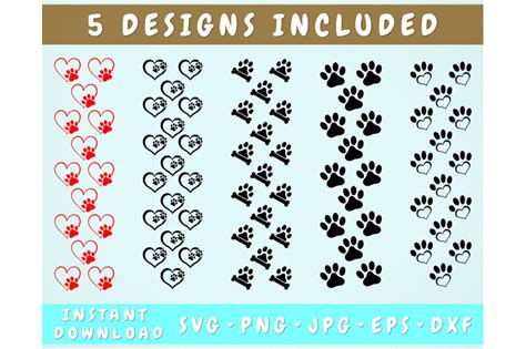 Download Free 5 Dog Paw Pen Wraps, Glitter Pen Wrap SVG Bundle Cut Files